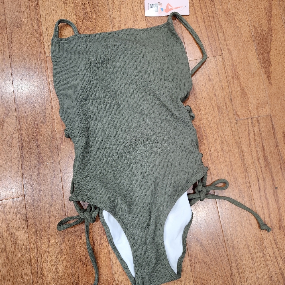 Olive Green One Piece Swimsuit‎